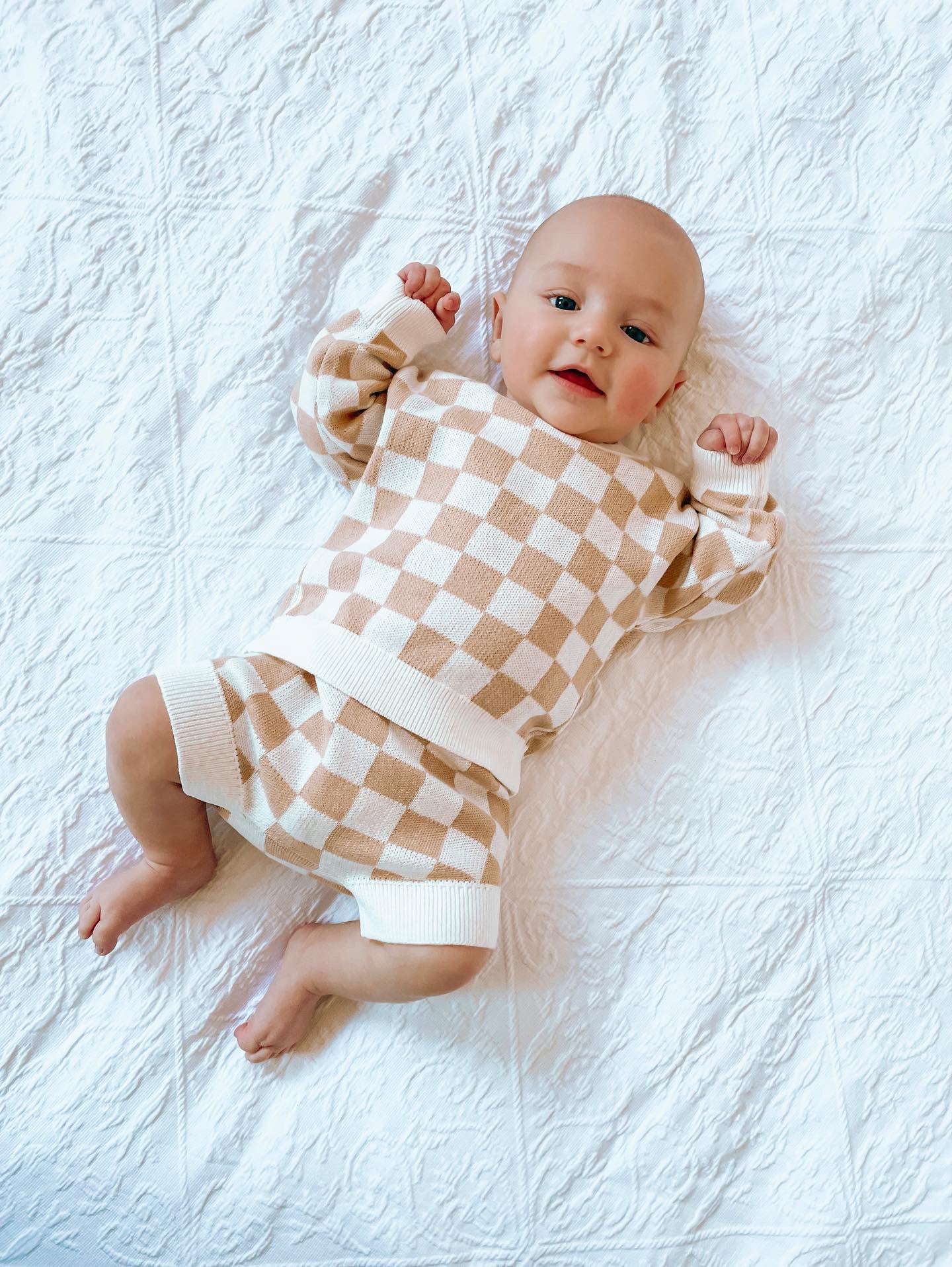 Beige Gingham Set