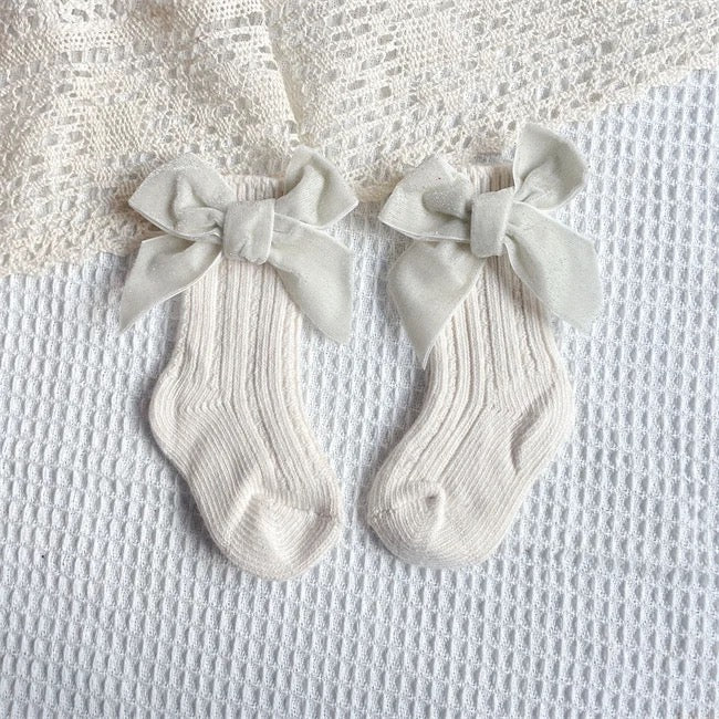 Cream Bow Socks